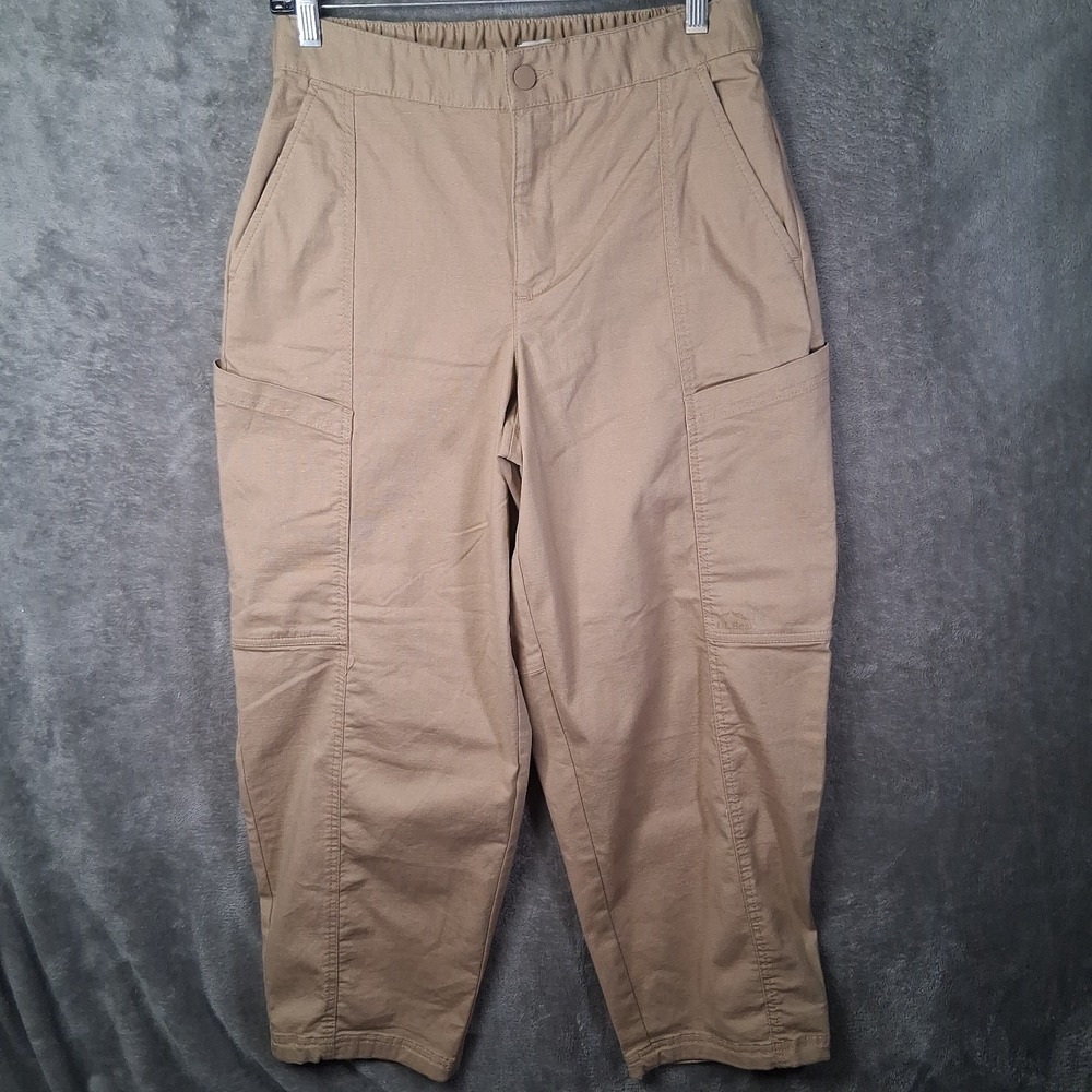 Ll Bean Women's Explorer Ripstop Pants Barrel Leg Size 10 Khaki Cropped 30x27